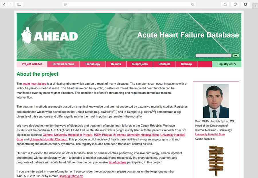 AHEAD: klinický registr pacientů s akutním srdečním selháním.